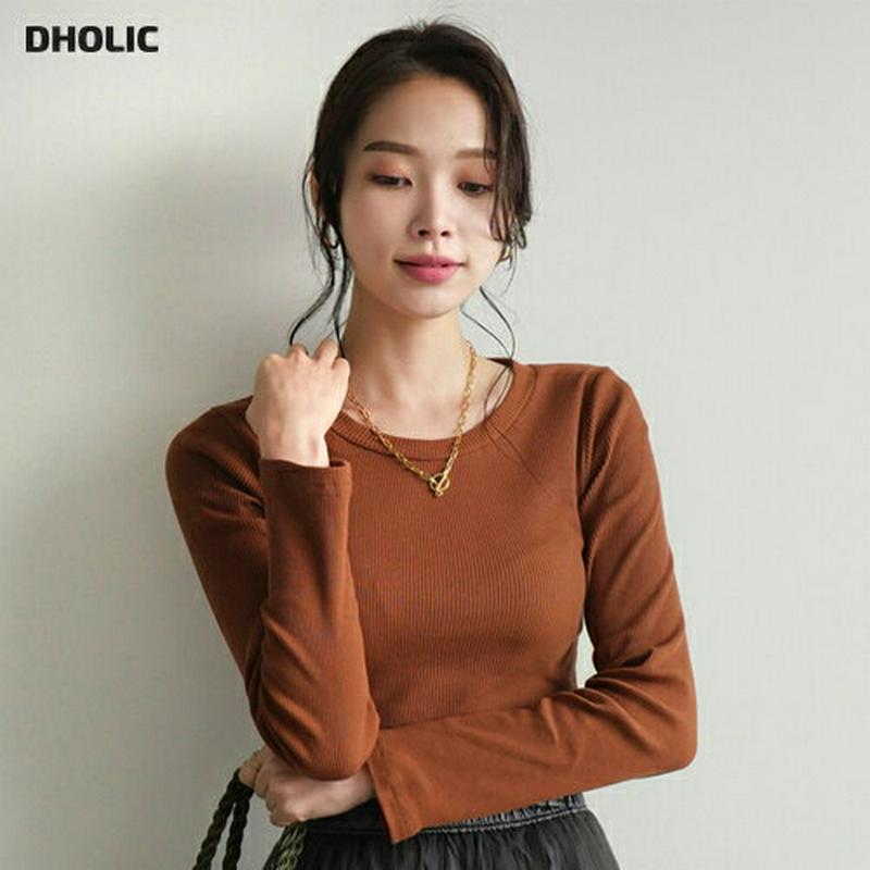 【新作10%OFF】リブラウンドスリムニット・全7色・63964 レディース【tops】【トップス ニット ニットトップス 長袖