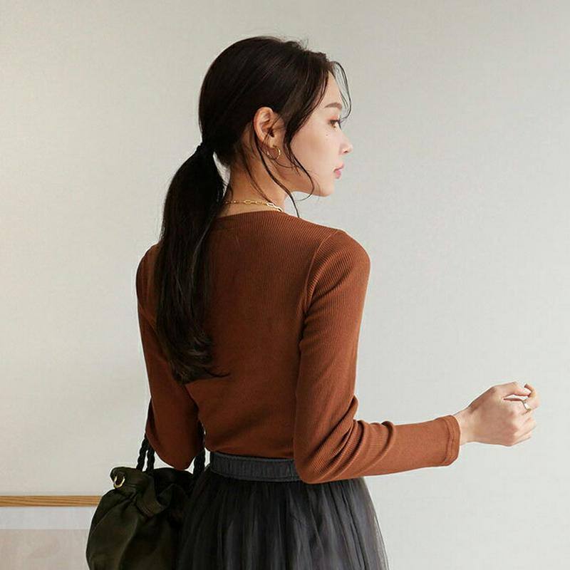 【新作10%OFF】リブラウンドスリムニット・全7色・63964 レディース【tops】【トップス ニット ニットトップス 長袖