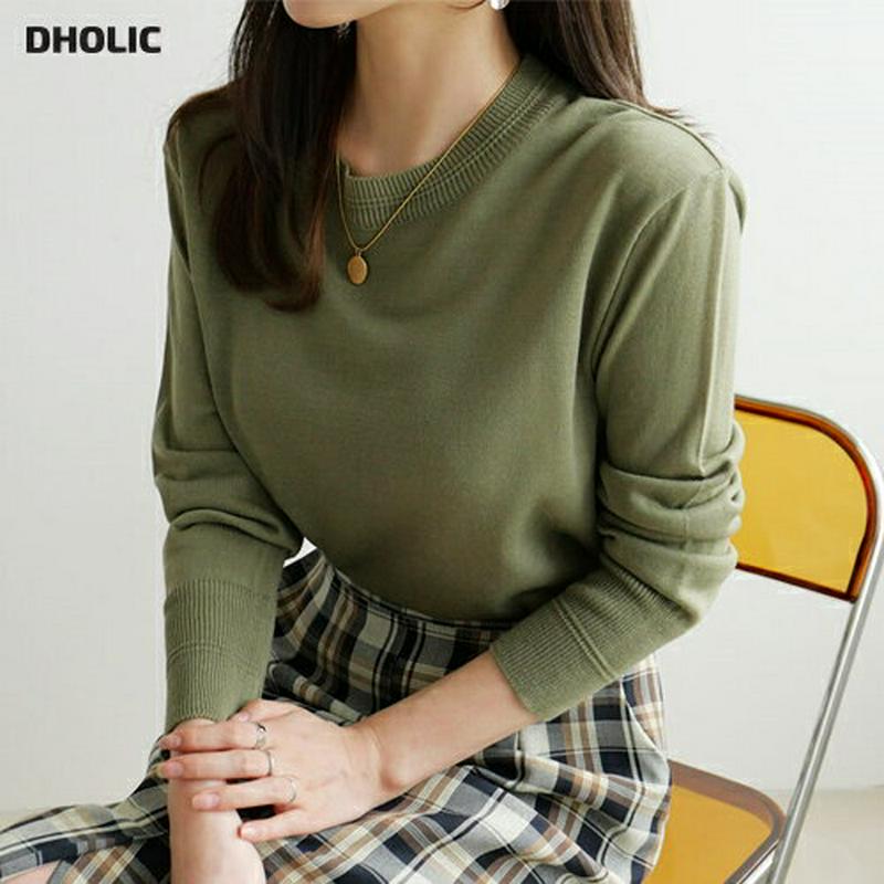 【新作10%OFF】スリットヘムラウンドニット・全6色・t63896 レディース【tops】【トップス ニット ニットトップス 