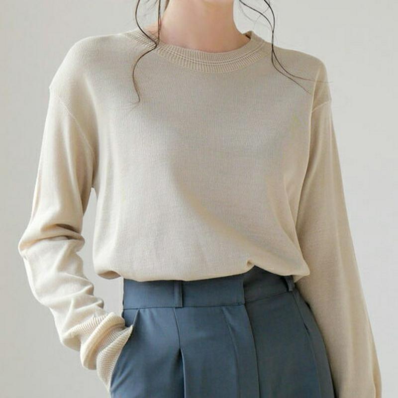 【新作10%OFF】スリットヘムラウンドニット・全6色・t63896 レディース【tops】【トップス ニット ニットトップス 