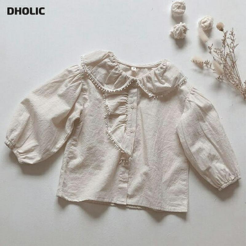 【新作10%OFF】ポンポンレースブラウス・u05631 キッズ【3~8才】【tops】【トップス ブラウス 長袖 レース ポン