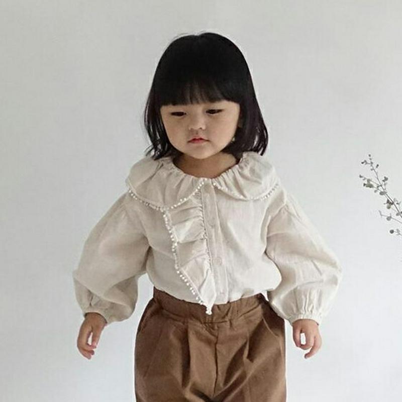 【新作10%OFF】ポンポンレースブラウス・u05631 キッズ【3~8才】【tops】【トップス ブラウス 長袖 レース ポン