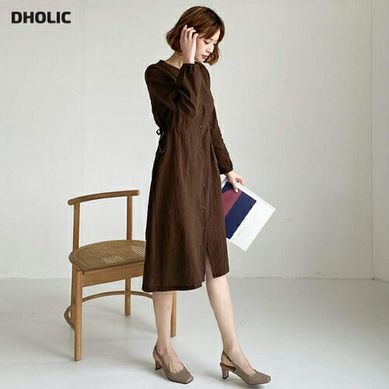 【新作10%OFF】Vネックドロストボタンワンピース・全3色・t47967 レディース【ops】【韓国 ファッション ワンピース