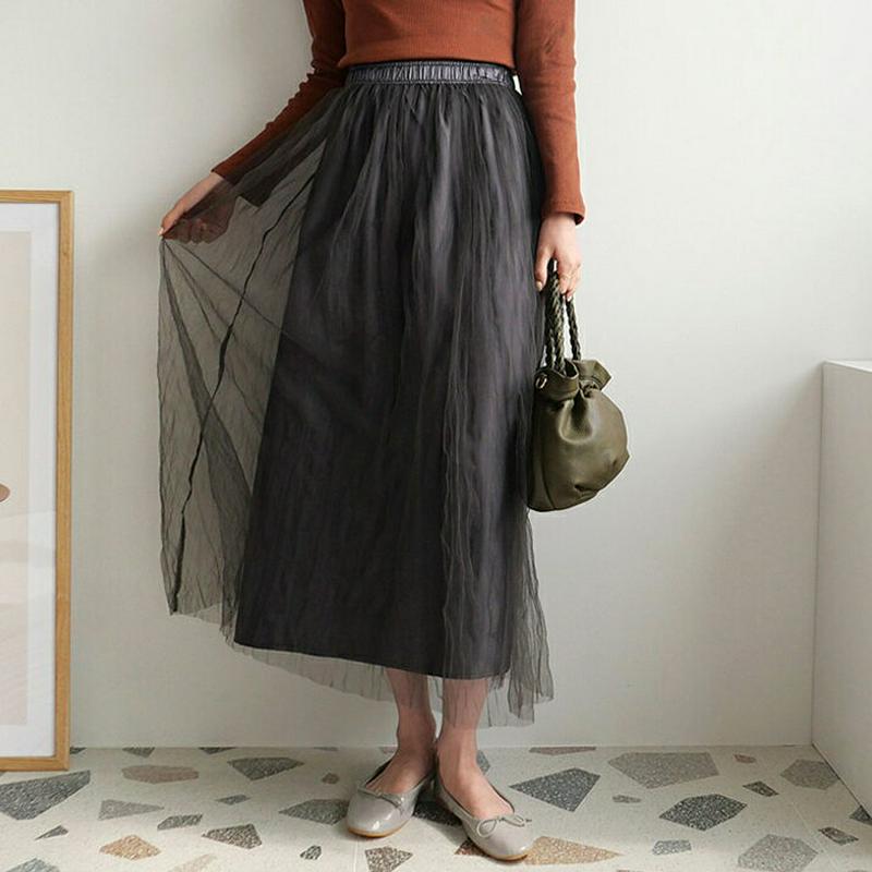 【新作10%OFF】リンクルメッシュスカート・全3色・t63915 レディース【sk】【スカート ロング ロングスカート メッシ