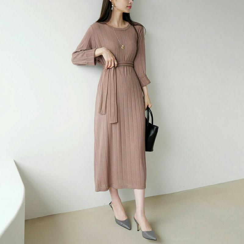 【新作10%OFF】ストラップ付リブニットワンピース・全4色・t63903 レディース【ops】【ワンピース ロング ロングワン