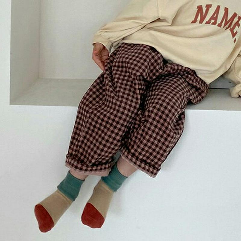 【新作10%OFF】コーデュロイチェック柄パンツ・u05315 キッズ【3~8才】【pt】【ボトムス パンツ ズボン ロングパン