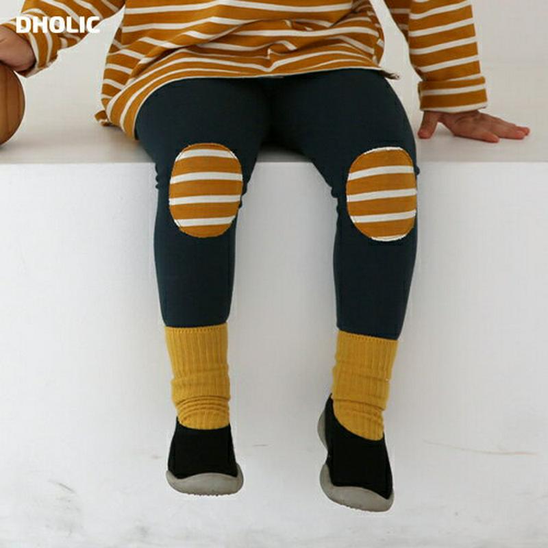 【只今10%OFF】ボーダーパッチレギンス・u05297 キッズ【3~8才】【pt】【レギンス パンツ ズボン ボーダー 柄 パ