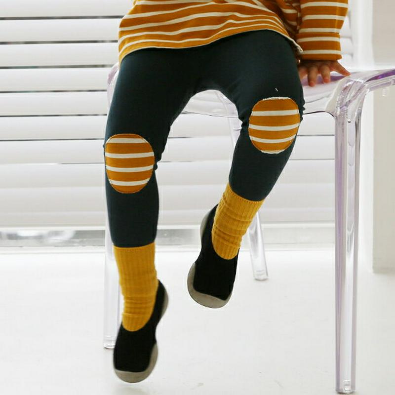 【只今10%OFF】ボーダーパッチレギンス・u05297 キッズ【3~8才】【pt】【レギンス パンツ ズボン ボーダー 柄 パ