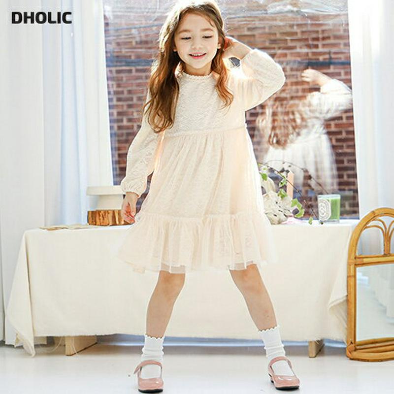 レース切替チュールワンピース(クリーム)・p005517 キッズ【3~8才】【ops】【ワンピース ミディ丈 ミディワンピース 