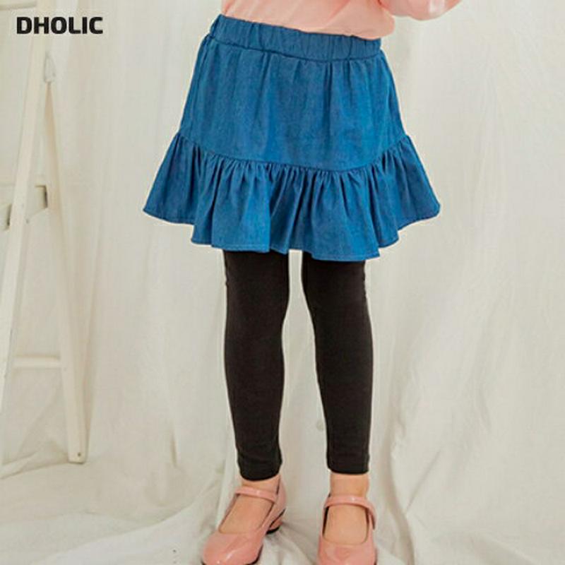 ティアードデニムスカートレギンス(ブルー)・p005513 キッズ【3~8才】【pt】【スカートレギンス スカート レギンス ミ