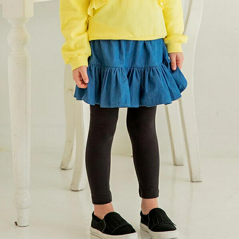 ティアードデニムスカートレギンス(ブルー)・p005513 キッズ【3~8才】【pt】【スカートレギンス スカート レギンス ミ