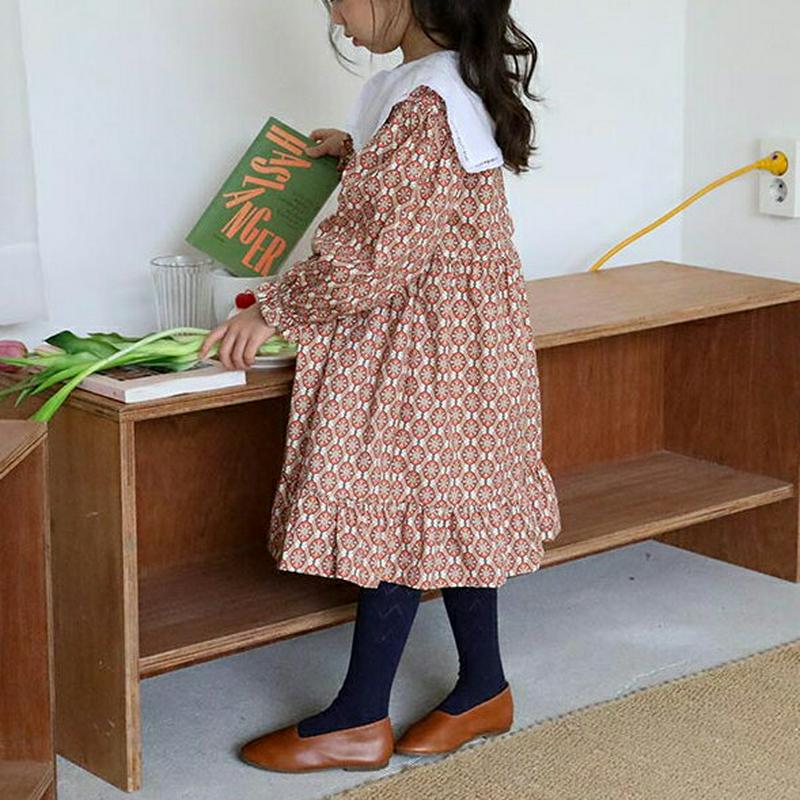 配色スクエアカラーワンピース・u05302 キッズ【3~8才】【ops】【ワンピース ロング ロングワンピース チェック柄 ギン