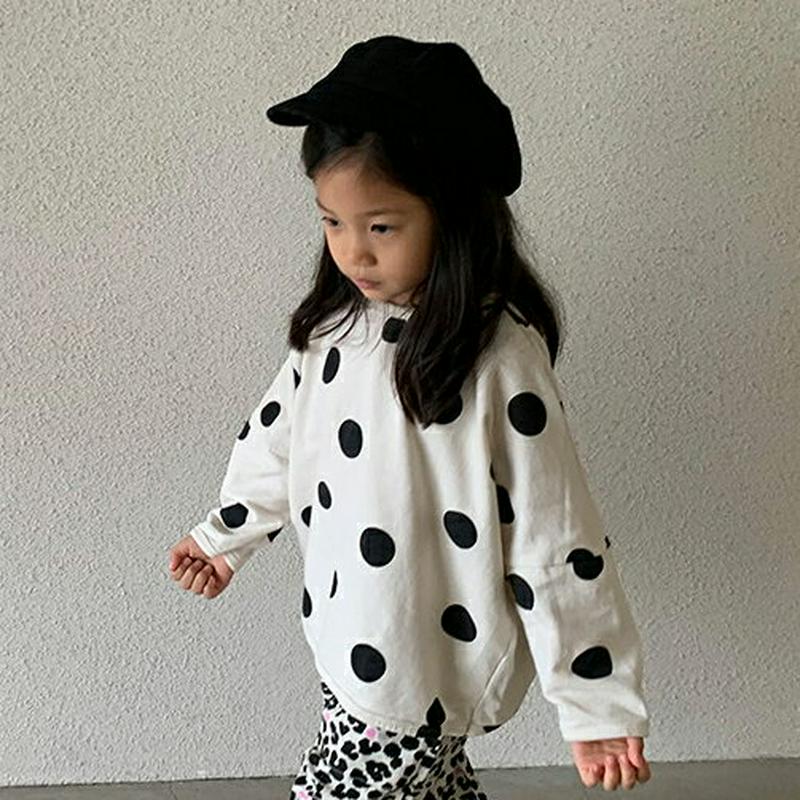 ドット柄長袖Tシャツ・u05351 キッズ【3~8才】【tops】【トップス Tシャツ 長袖 ロンT ドット 柄 カジュアル ラ