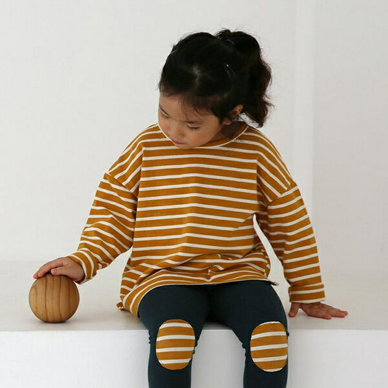 スマイルパッチボーダーTシャツ・u05303 キッズ【3~8才】【tops】【トップス Tシャツ 長袖 ボーダー 柄 スマイル 