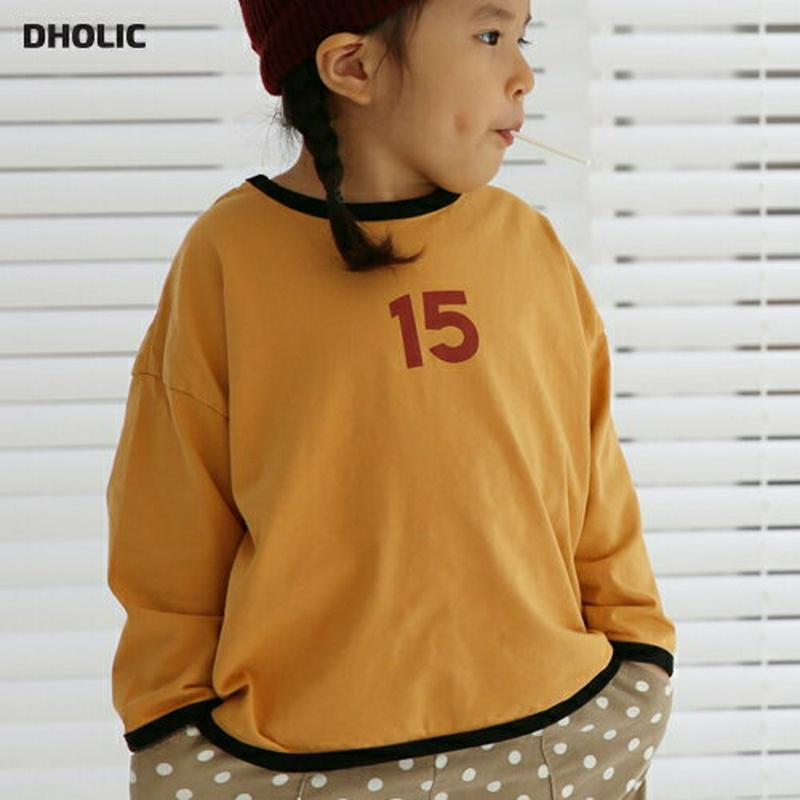 15プリントTシャツ・u05290 キッズ【3~8才】【tops】【トップス Tシャツ 長袖 ナンバリング 番号 シンプル プリ