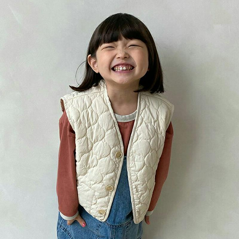 【新作10%OFF】ラウンドキルティングベスト・u05344 キッズ【3~8才】【jk】【ベスト キルティング ラウンド ボタン
