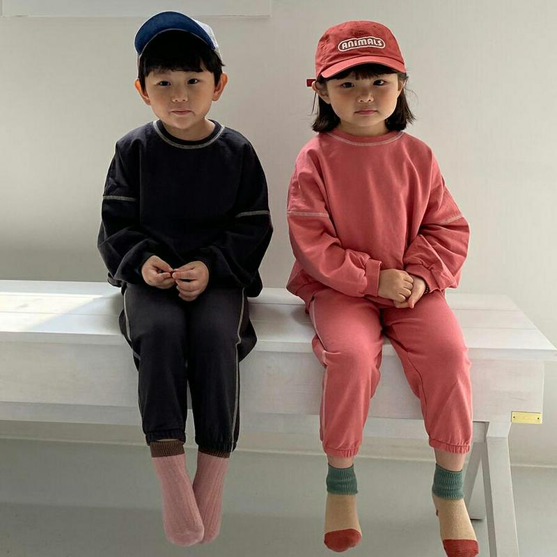 【新作10%OFF】ステッチスウェット上下SET・u05343 キッズ【3~8才】【set】【セットアップ セット setup 