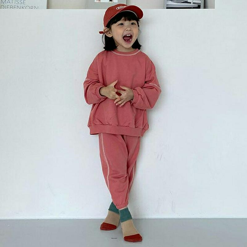 【新作10%OFF】ステッチスウェット上下SET・u05343 キッズ【3~8才】【set】【セットアップ セット setup 