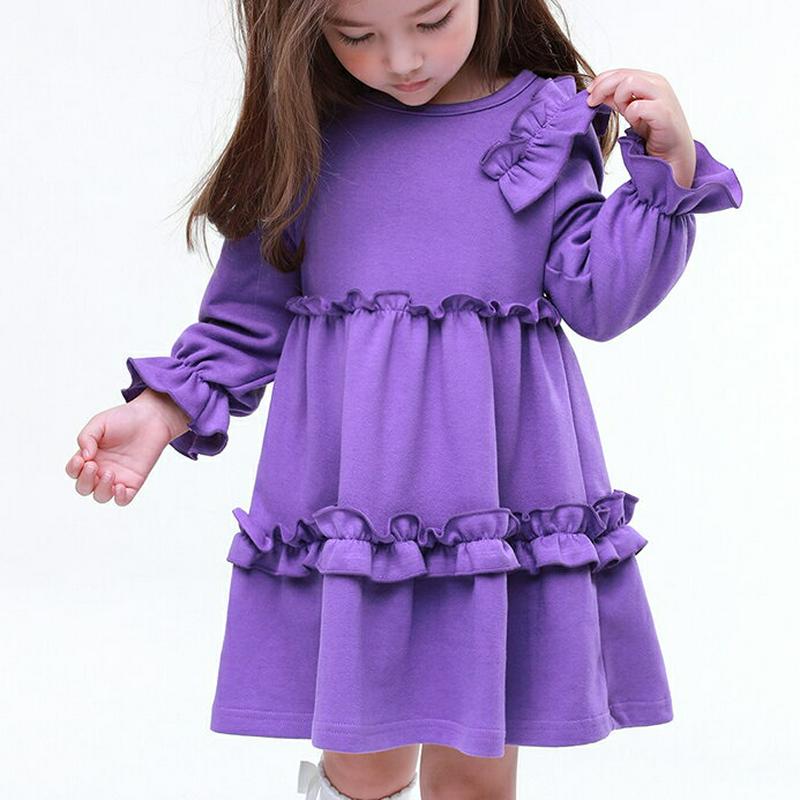 ラウンドネックフリルワンピース・p005581 キッズ【3~8才】【ops】【ワンピース ミディ丈 ミディワンピース 長袖 ロングスリーブ ラウンドネック フリル ガーリー かわいい 女の子 韓国 韓国子供服 子供 こども 子供服 こども服】【KIDS】