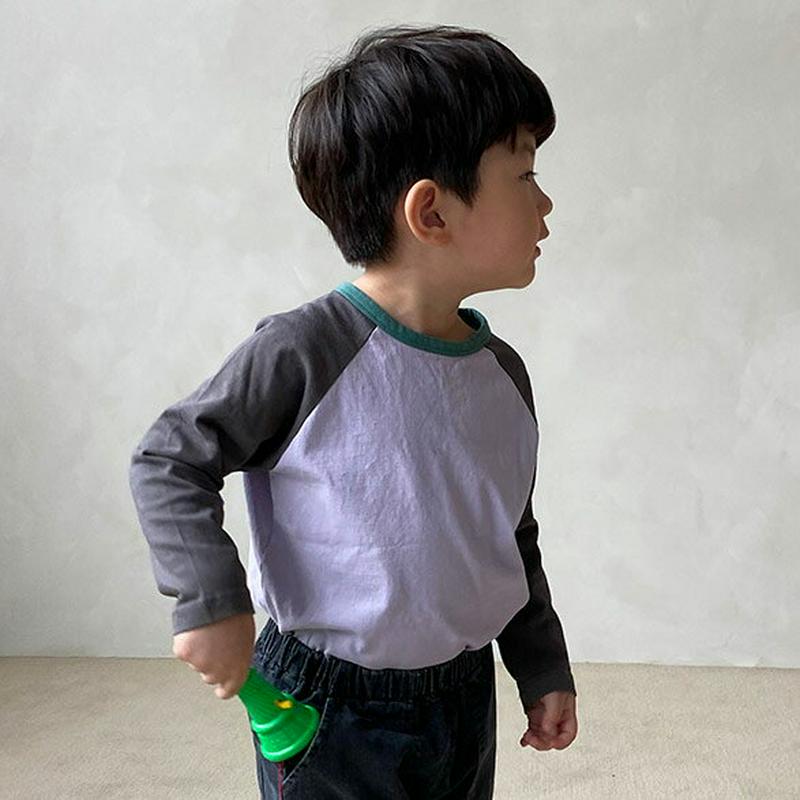 【新作10%OFF】カラーブロックラグランTシャツ・u05323 キッズ【3~8才】【tops】【トップス Tシャツ 長袖 ラグ