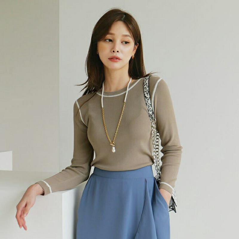 【新作10%OFF】コントラストステッチニット・全3色・b63756 レディース【tops】【トップス ニット ニットトップス 