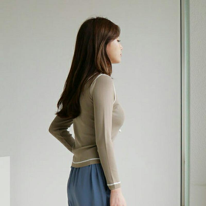 【新作10%OFF】コントラストステッチニット・全3色・b63756 レディース【tops】【トップス ニット ニットトップス 