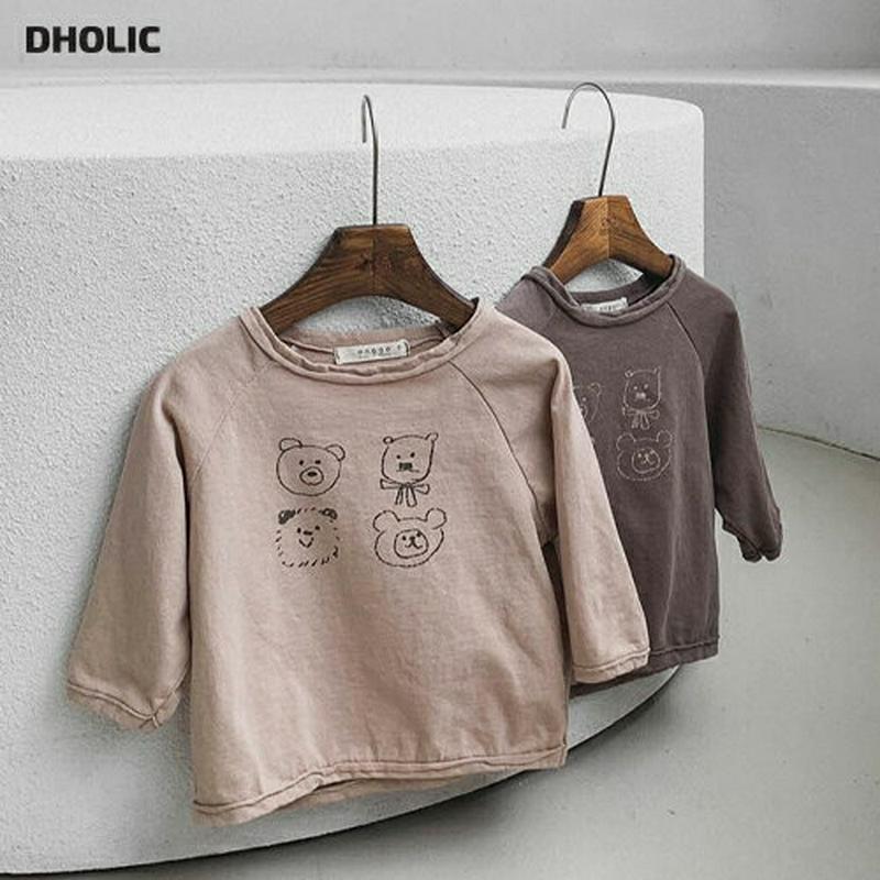 【新作10%OFF】ベアープリント長袖Tシャツ・u05538 キッズ【0~2才】【tops】【トップス Tシャツ 長袖 ラウンド
