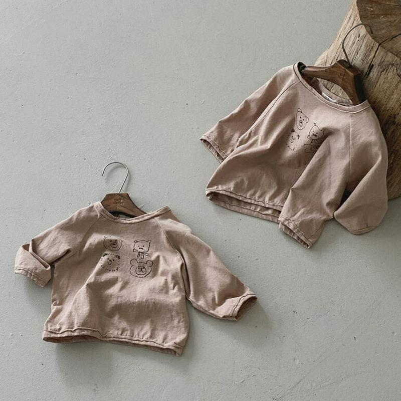 【新作10%OFF】ベアープリント長袖Tシャツ・u05538 キッズ【0~2才】【tops】【トップス Tシャツ 長袖 ラウンド