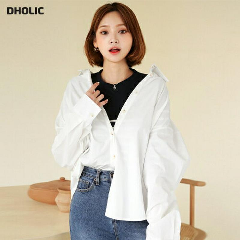 【新作10%OFF】ボクシーシャツ・全4色・b47963 レディース【bl】【韓国 ファッション トップス シャツ ロングスリー