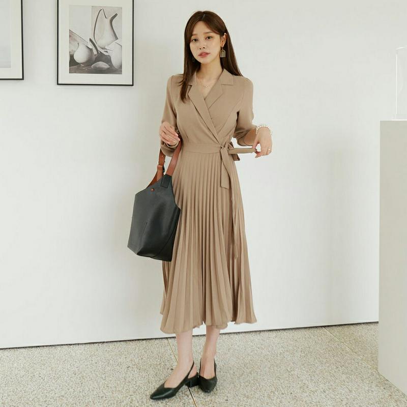 【新作10%OFF】カラーラッププリーツワンピース・全2色・b63771 レディース【ops】【ワンピース ロング ロングワンピ