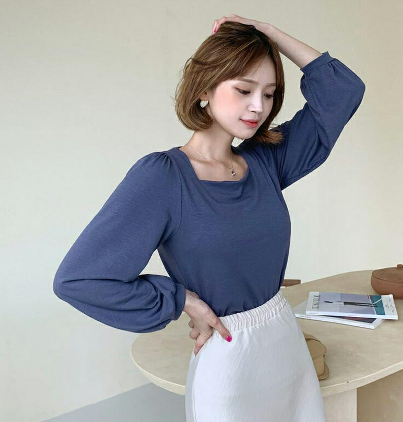【新作10%OFF】スクエアネックTシャツ・全4色・t47951 レディース【tops】【韓国 ファッション トップス Tシャツ