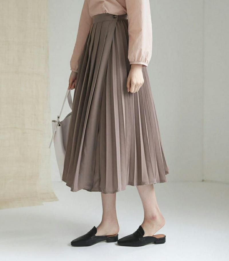 【新作10%OFF】ボタンラッププリーツスカート・全3色・b47970 レディース【sk】【韓国 ファッション ボトムス スカー