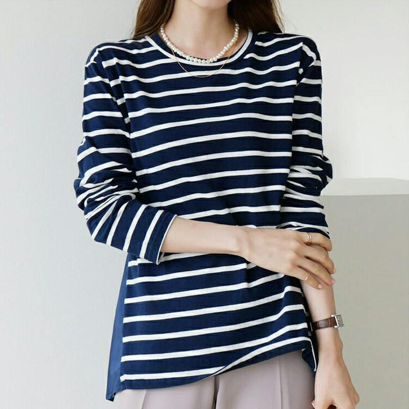 【新作10%OFF】バックドロストボーダーTシャツ・全2色・t63751 レディース【tops】【トップス Tシャツ 長袖 ロン