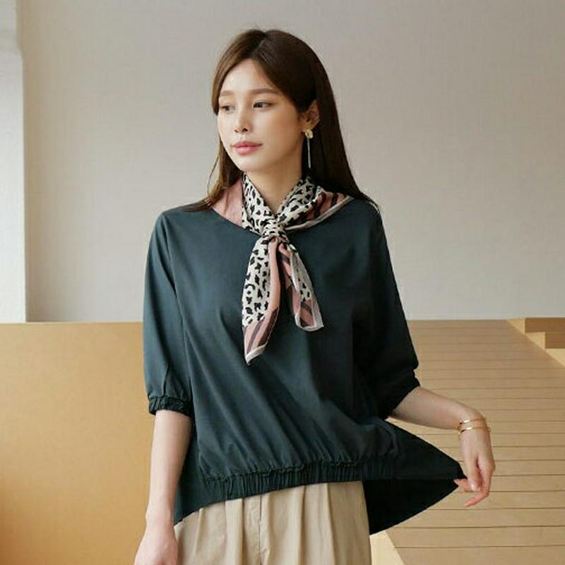【新作10%OFF】コントラストゴムヘムTシャツ・全4色・b63754 レディース【tops】【トップス Tシャツ 七分丈 七分