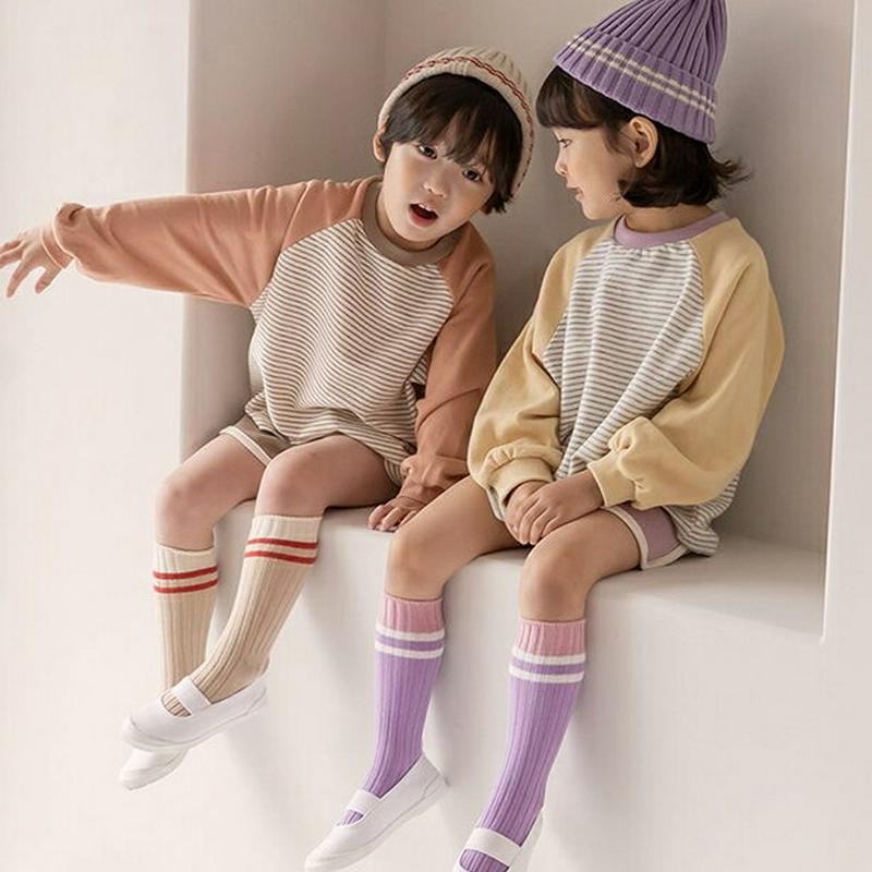 【新作10%OFF】ボーダーラグランスウェット&パンツSET・u05736 キッズ【3~8才】【set】【セットアップ セット 