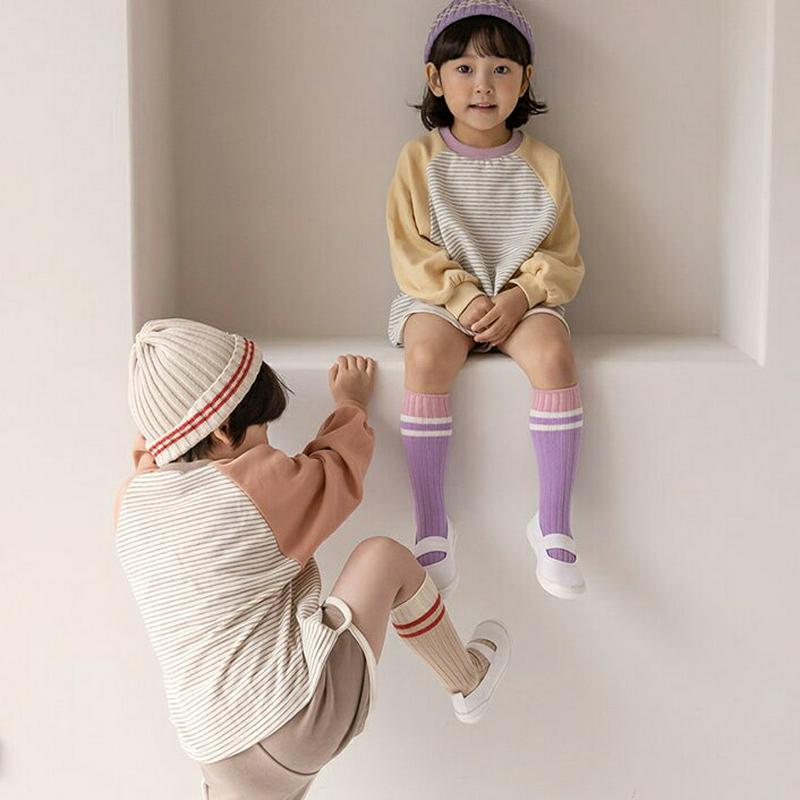 【新作10%OFF】ボーダーラグランスウェット&パンツSET・u05736 キッズ【3~8才】【set】【セットアップ セット 