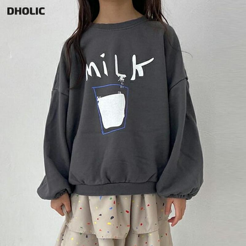 【新作10%OFF】milkスウェット・u05686 キッズ【3~8才】【tops】【トップス スウェット 長袖 ラウンドネック