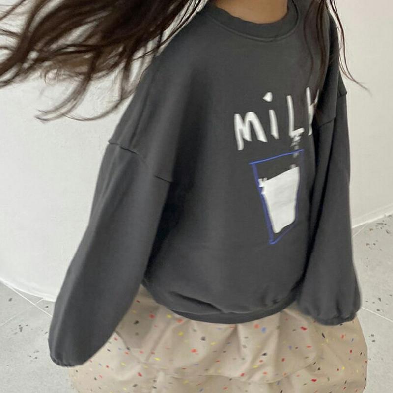 【新作10%OFF】milkスウェット・u05686 キッズ【3~8才】【tops】【トップス スウェット 長袖 ラウンドネック