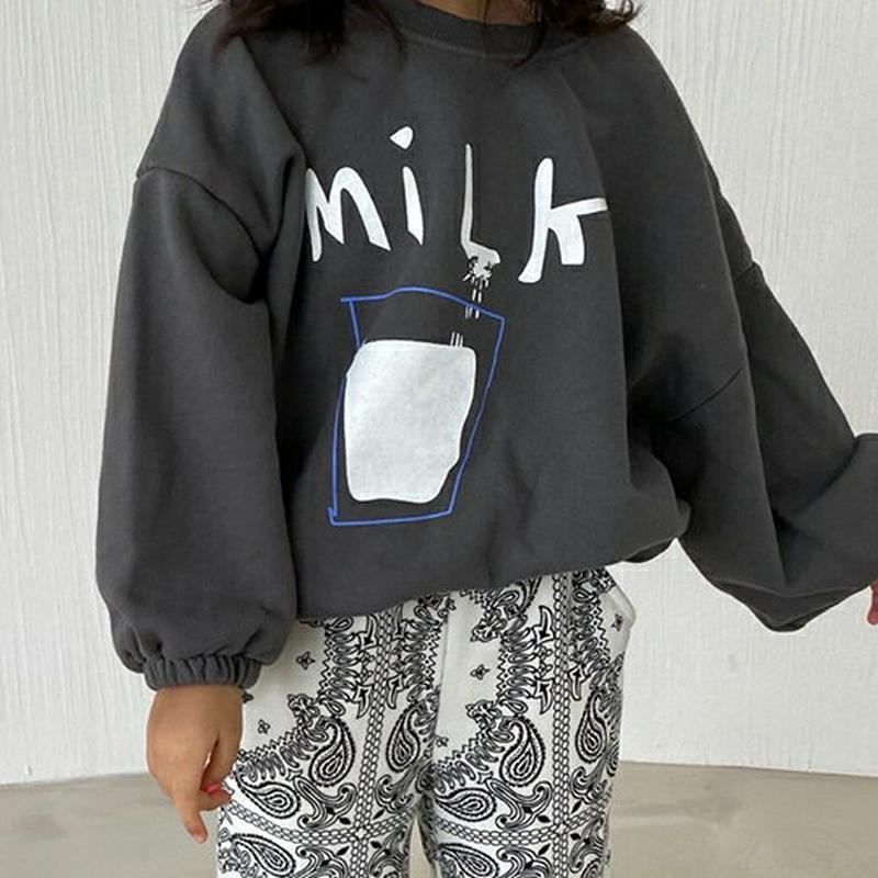 【新作10%OFF】milkスウェット・u05686 キッズ【3~8才】【tops】【トップス スウェット 長袖 ラウンドネック