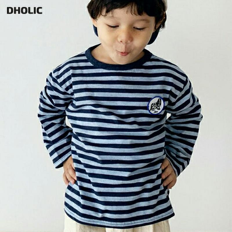 【新作10%OFF】ドッグワッペンボーダーTシャツ・u05702 キッズ【3~8才】【tops】【トップス Tシャツ ロングスリ