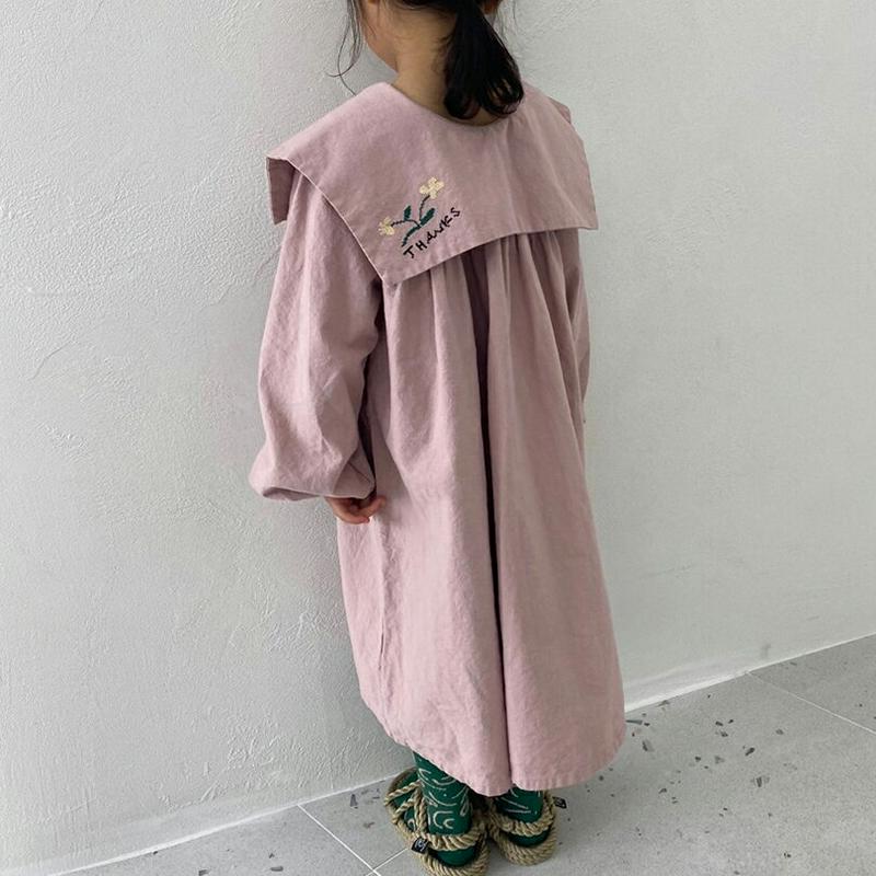 【新作10%OFF】刺繍ボックスカラーワンピース・u05672 キッズ【3~8才】【ops】【ワンピース ロングワンピース 長袖