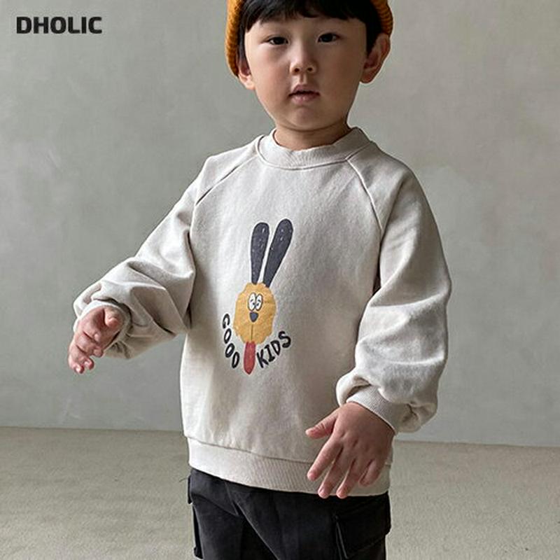 【新作10%OFF】ラグランラビットプリントスウェット・u05339 キッズ【3~8才】【tops】【トップス スウェット 長袖