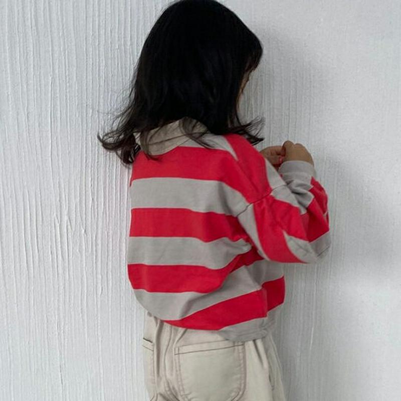 【新作10%OFF】カラージップネックボーダーTシャツ・u05678 キッズ【3~8才】【tops】【トップス Tシャツ ロング