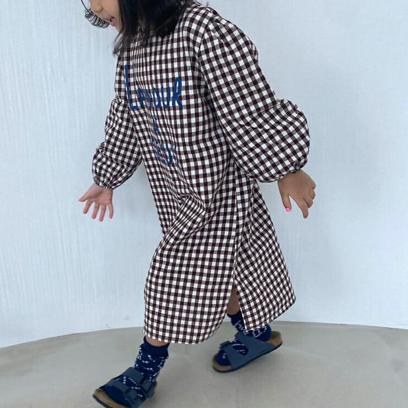 【新作10%OFF】レタリングチェック柄ワンピース・u05669 キッズ【3~8才】【ops】【ワンピース ロングワンピース 長