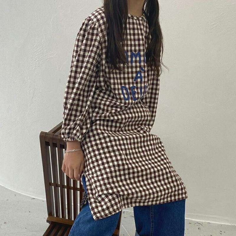 【新作10%OFF】レタリングチェック柄ワンピース・u05669 キッズ【3~8才】【ops】【ワンピース ロングワンピース 長