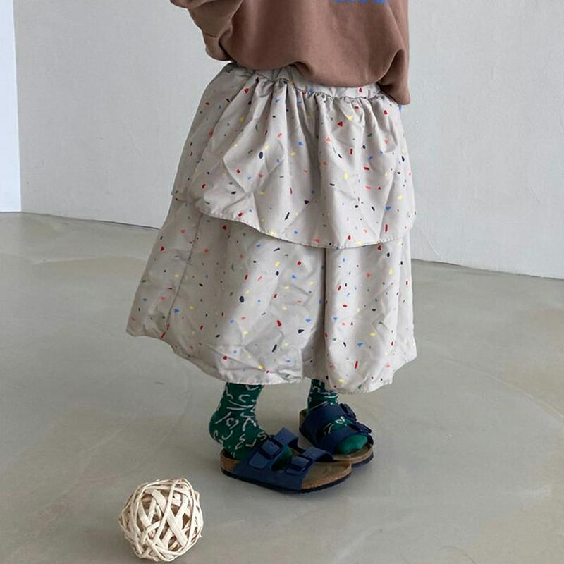 【新作10%OFF】カラフルパターンティアードスカート・u05682 キッズ【3~8才】【sk】【ボトムス スカート ロング丈 