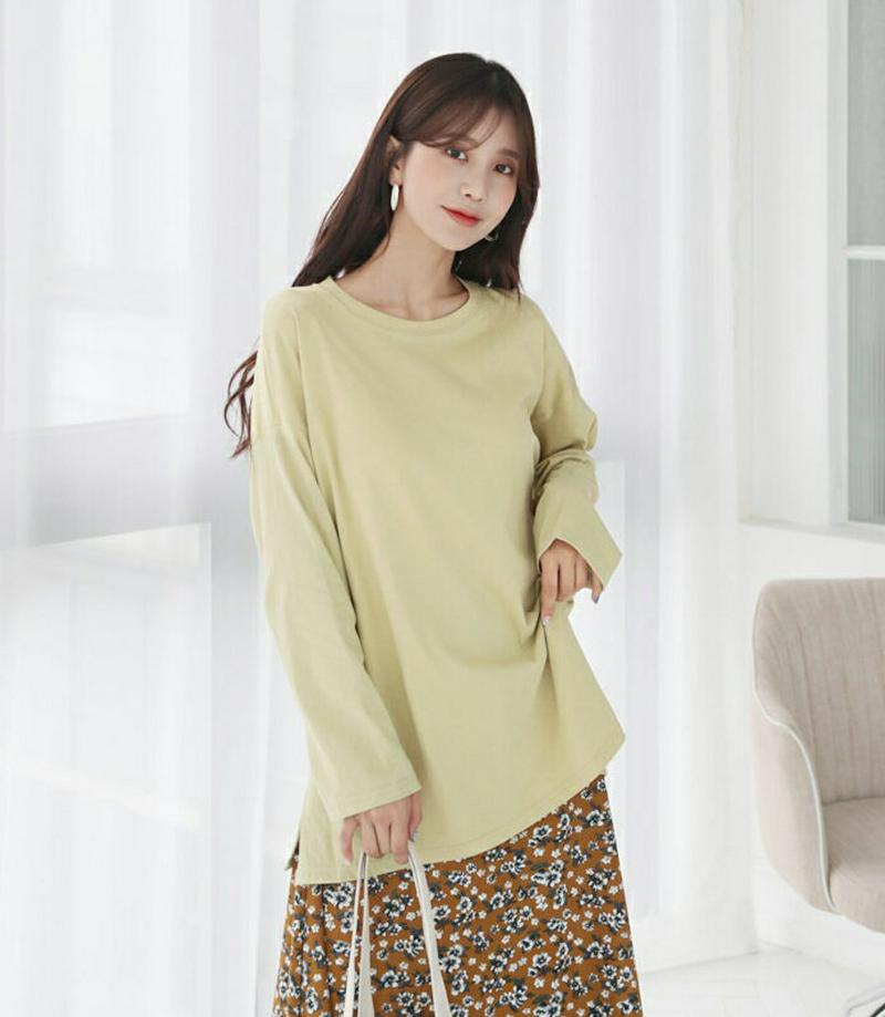 【新作10%OFF】ラウンドネックTシャツ・全4色・b60777 レディース【tops】【韓国 ファッション トップス Tシャツ