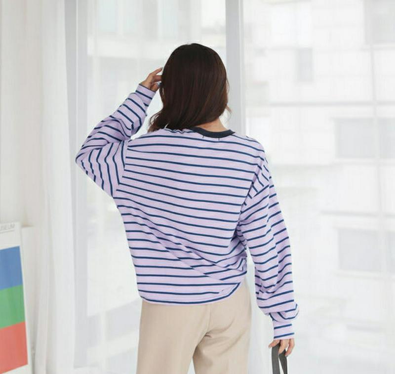 【新作10%OFF】ラウンドボーダーTシャツ・全3色・t60783 レディース【tops】【韓国 ファッション トップス Tシャ