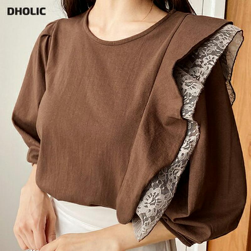 【新作10%OFF】フリルレースタックTシャツ・全3色・b60779 レディース【tops】【韓国 ファッション トップス Tシ