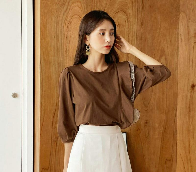 【新作10%OFF】フリルレースタックTシャツ・全3色・b60779 レディース【tops】【韓国 ファッション トップス Tシ